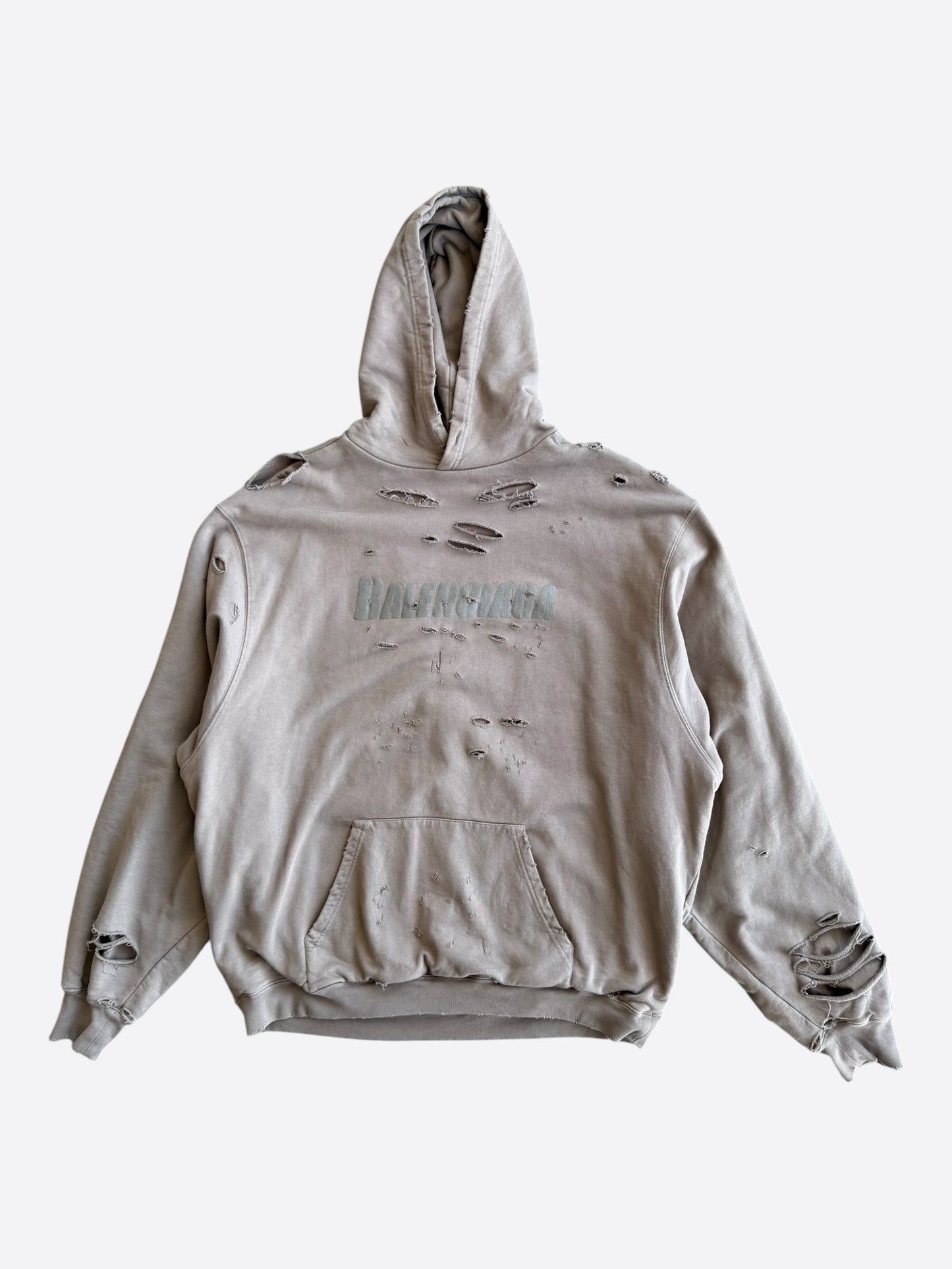 Balenciaga Brown Distressed Logo Hoodie