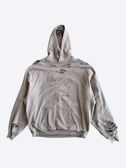 Balenciaga Brown Distressed Logo Hoodie