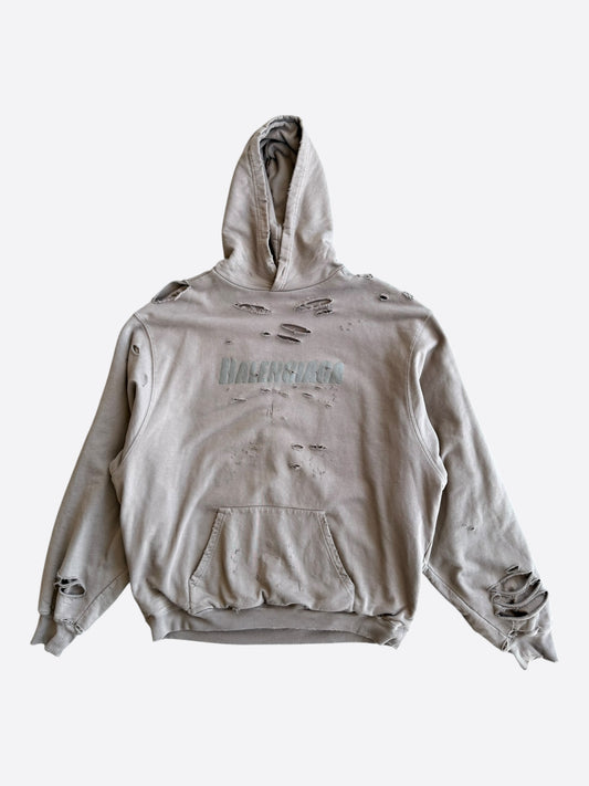 Balenciaga Brown Distressed Logo Hoodie
