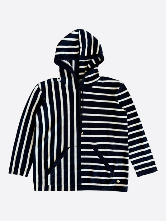 Chanel Navy & White Striped Cashmere Women's Hoodie