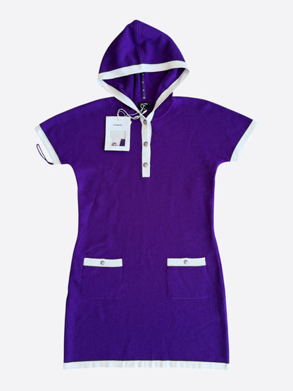 Chanel Purple & White Rhinestone Hooded Dress