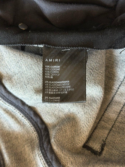 Amiri Storm Grey Staggered Logo Jeans