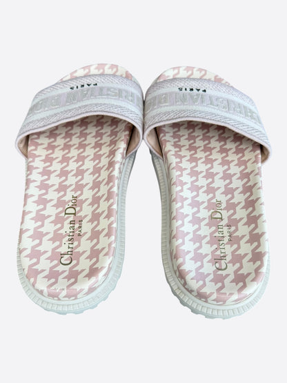 Dior Pink & White Houndstooth Dway Women's Slides