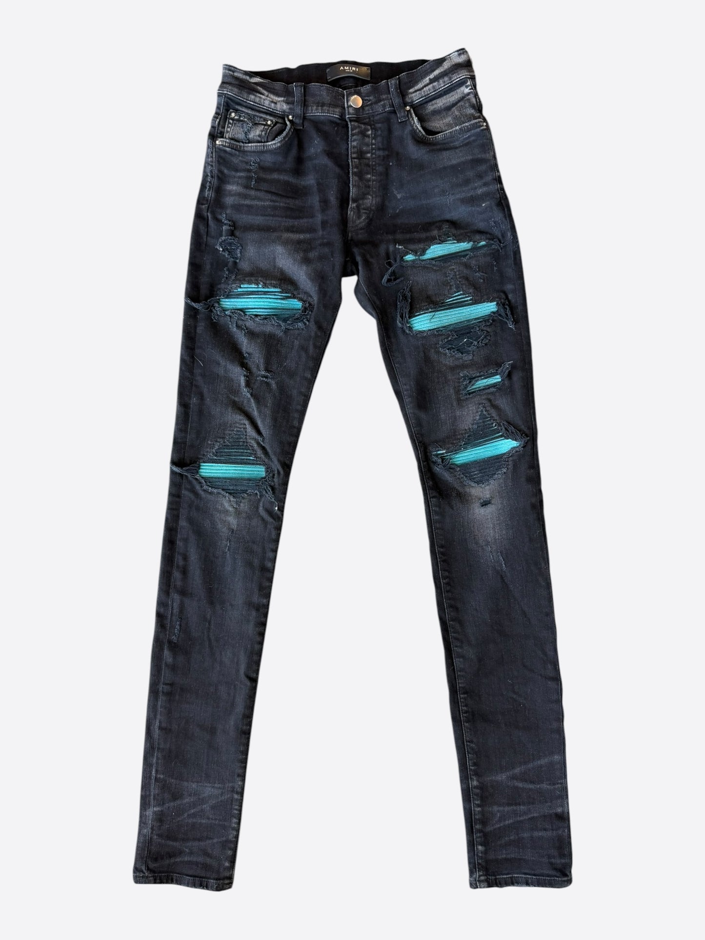 Amiri Aged Black & Blue Patch MX1 Jeans