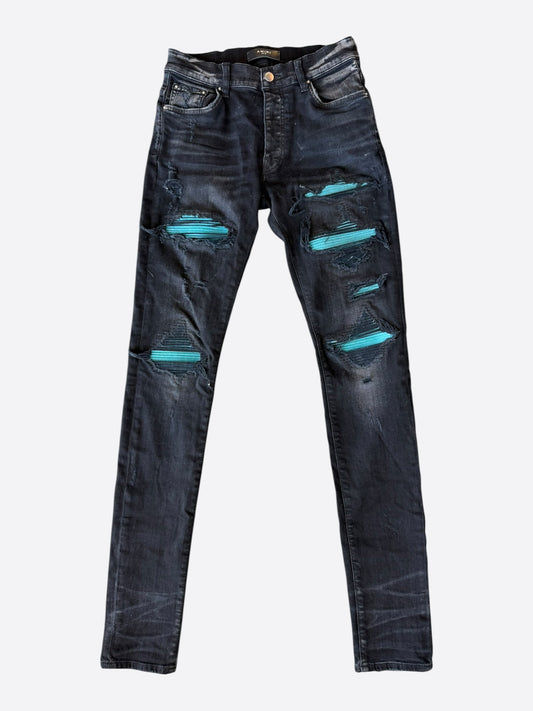 Amiri Aged Black & Blue Patch MX1 Jeans