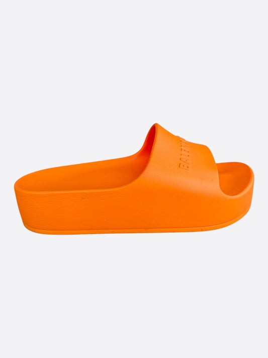 Balenciaga Orange Logo Chunky Women's Slides