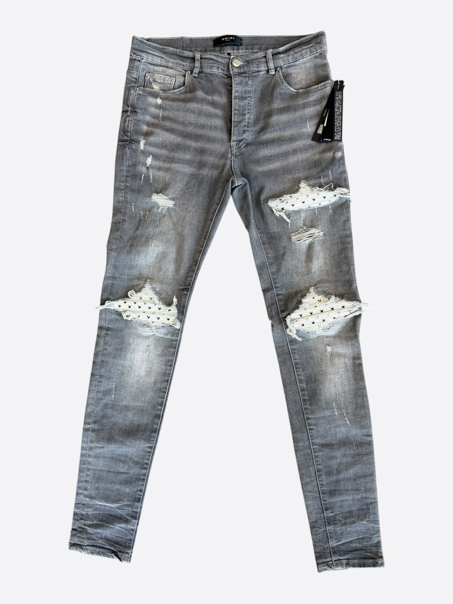 Amiri Playboy Light Grey & White Patch MX1 Jeans