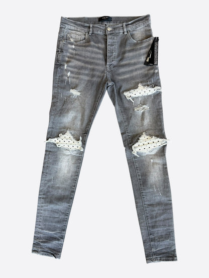 Amiri Playboy Light Grey & White Patch MX1 Jeans