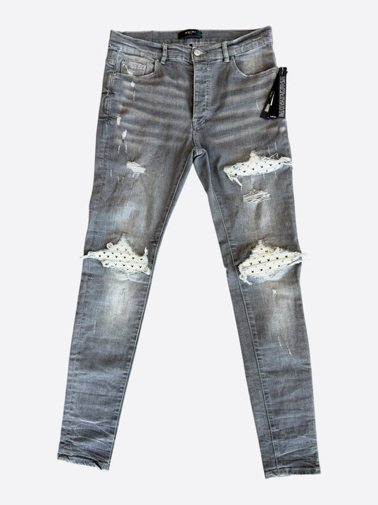 Amiri Playboy Light Grey & White Patch MX1 Jeans