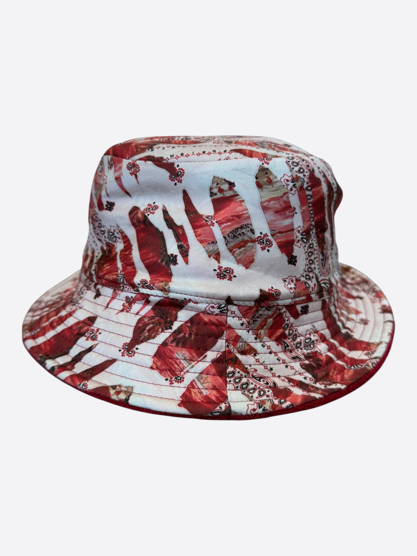 Amiri Red Bandana MA Logo Reversible Bucket Hat