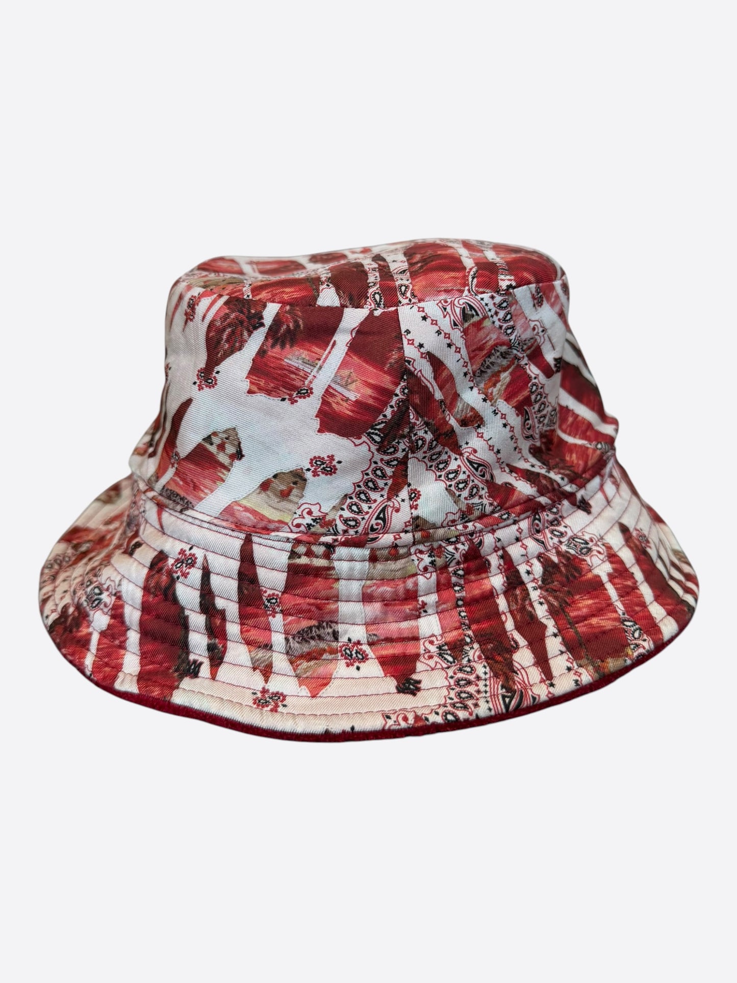 Amiri Red Bandana MA Logo Reversible Bucket Hat