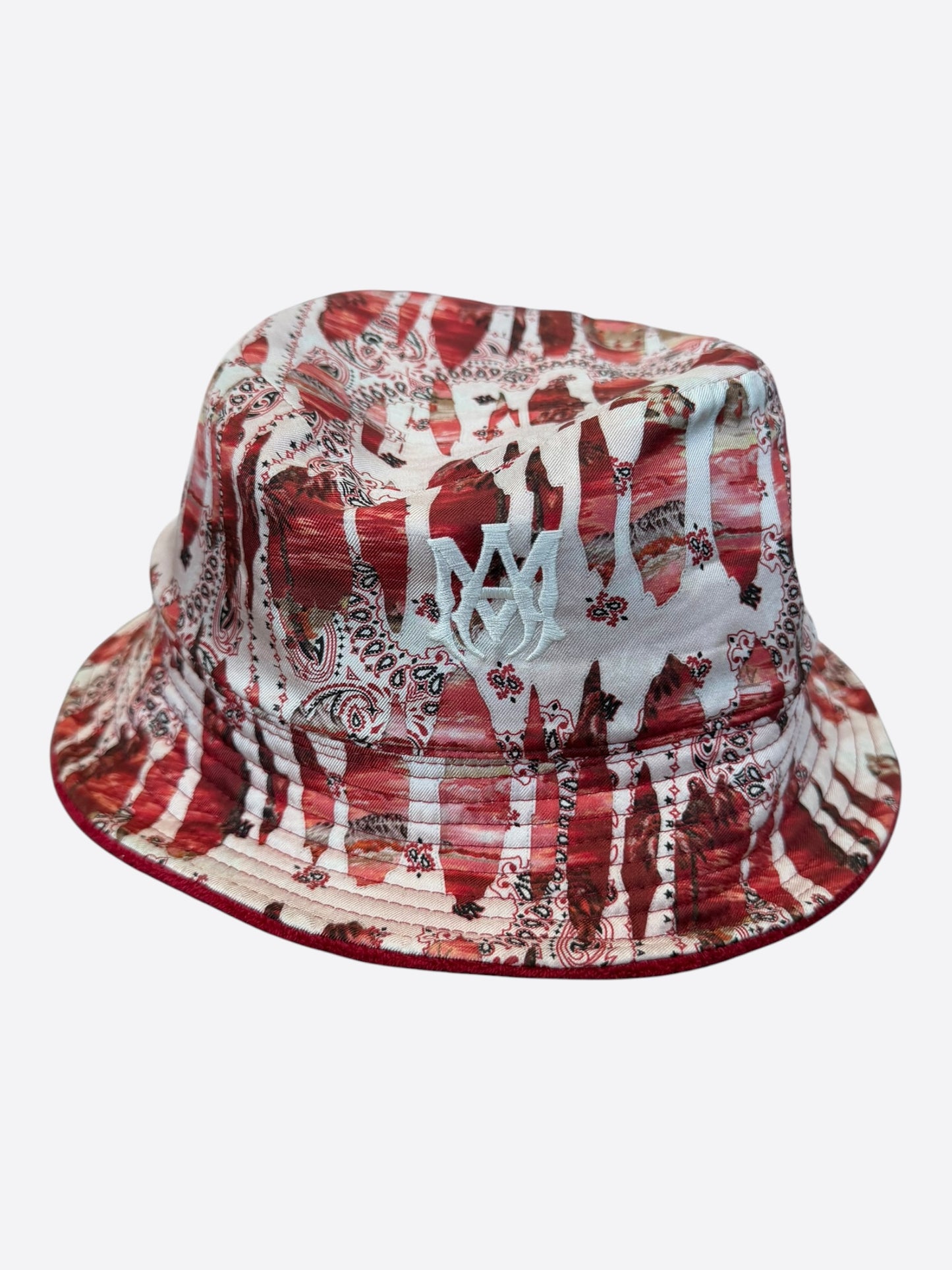 Amiri Red Bandana MA Logo Reversible Bucket Hat