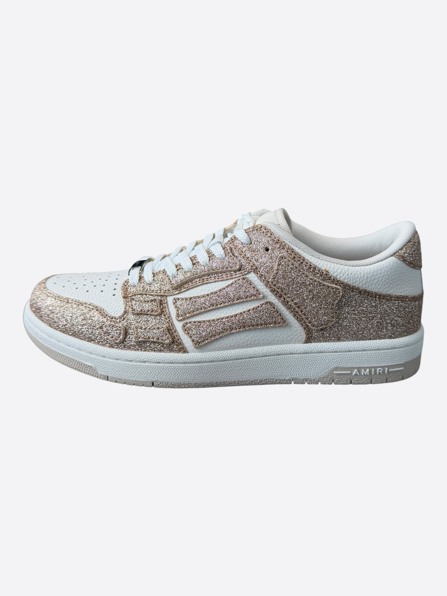 Amiri Gold & White Glitter Skel Women's Low Top Sneakers