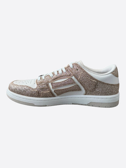 Amiri Gold & White Glitter Skel Low Top Sneakers