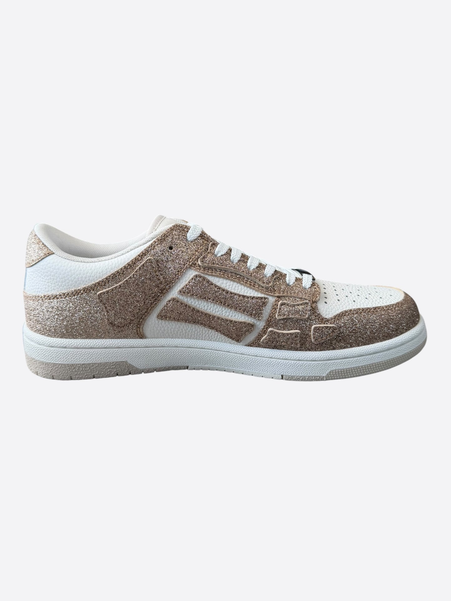 Amiri Gold & White Glitter Skel Women's Low Top Sneakers