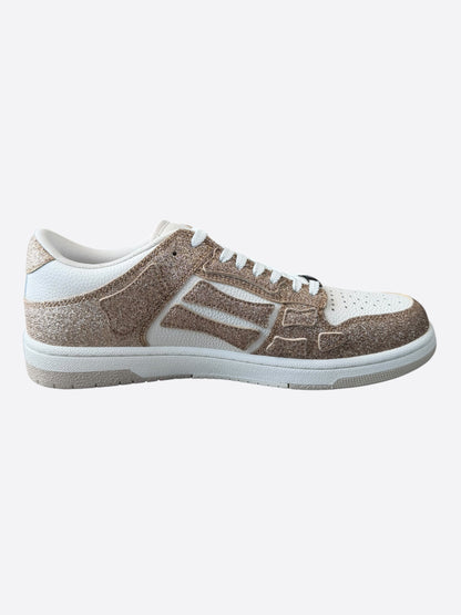Amiri Gold & White Glitter Skel Women's Low Top Sneakers