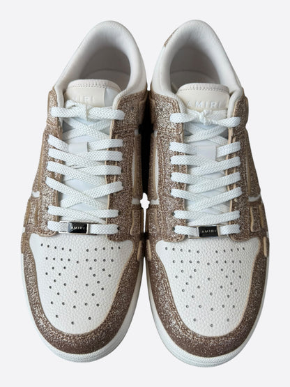Amiri Gold & White Glitter Skel Low Top Sneakers