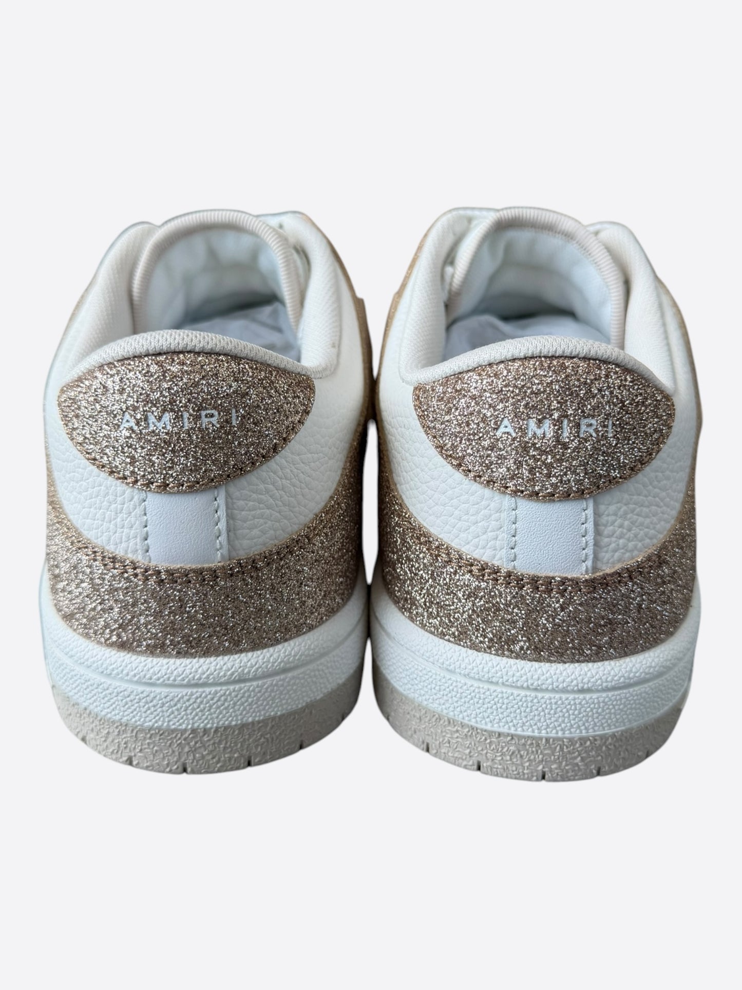 Amiri Gold & White Glitter Skel Women's Low Top Sneakers