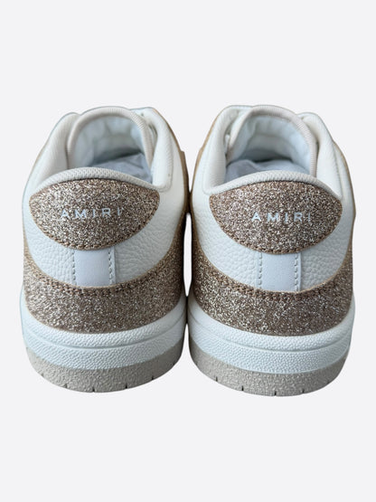 Amiri Gold & White Glitter Skel Women's Low Top Sneakers