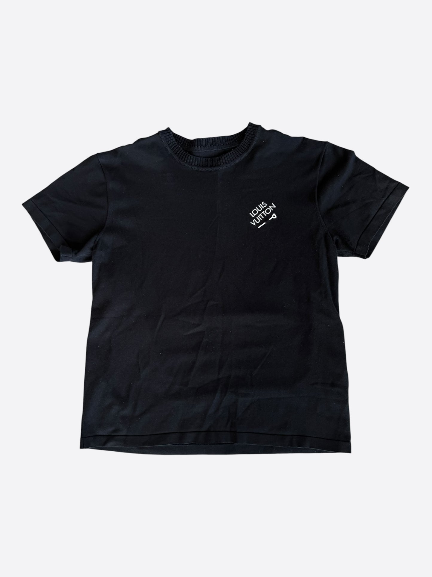 Louis Vuitton Black & White Pin Logo Embroidered T-Shirt