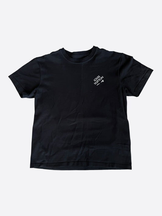 Louis Vuitton Black & White Pin Logo Embroidered T-Shirt