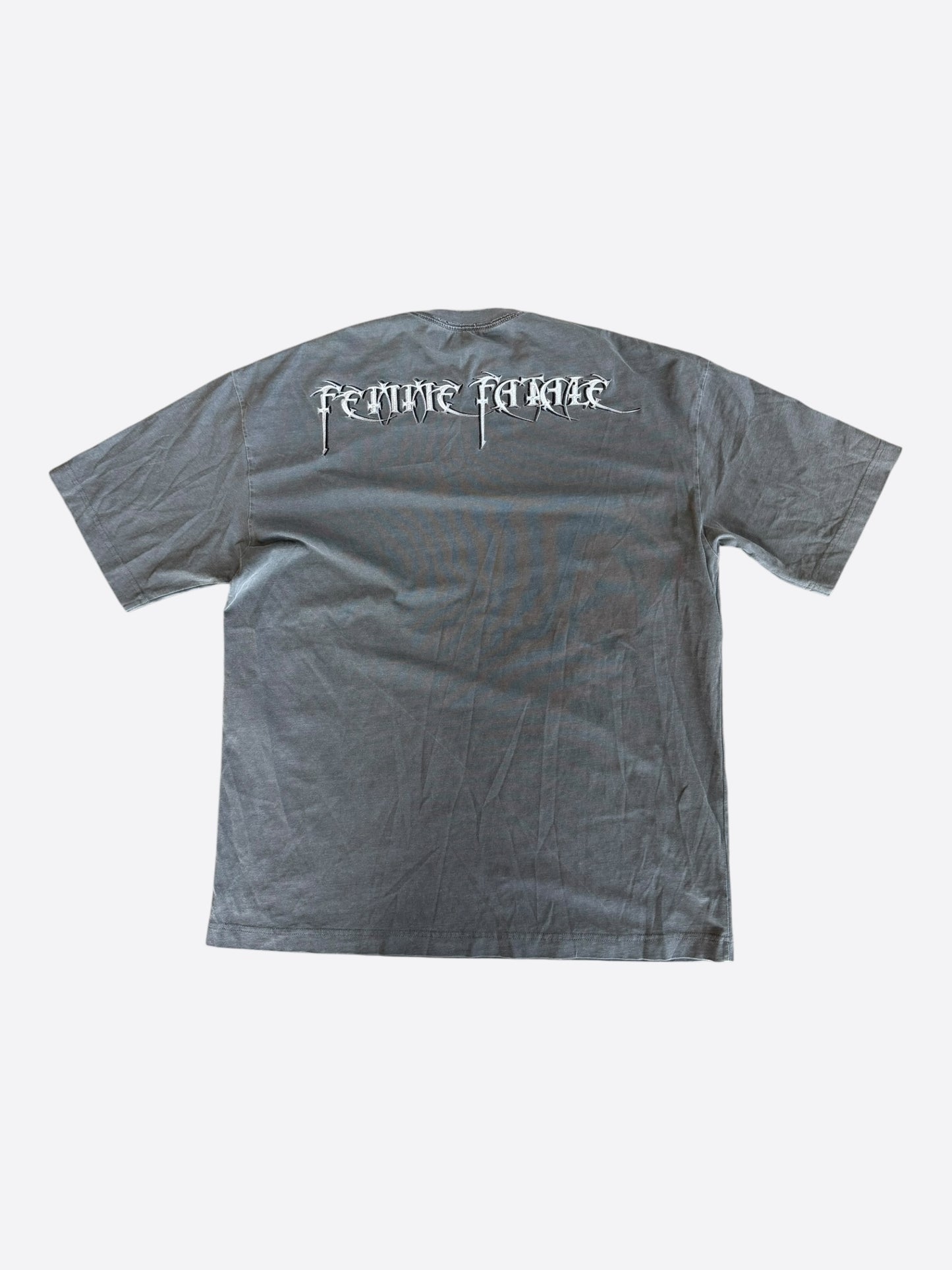 Balenciaga Grey Femme Fatale Logo T-Shirt