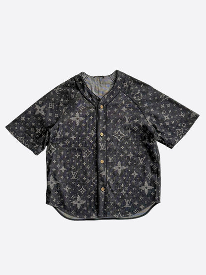 Louis Vuitton Grey Monogram Denim Baseball Jersey