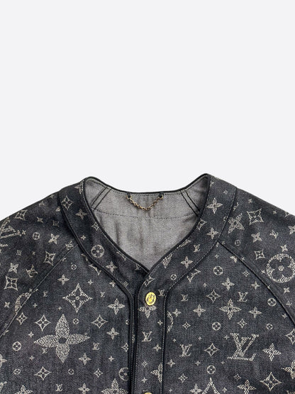 Louis Vuitton Grey Monogram Denim Baseball Jersey