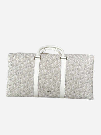 Dior White Oblique Lingot 50 Duffle Bag