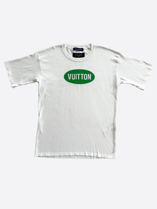 Louis Vuitton White & Green Vuitton Intarsia T-Shirt