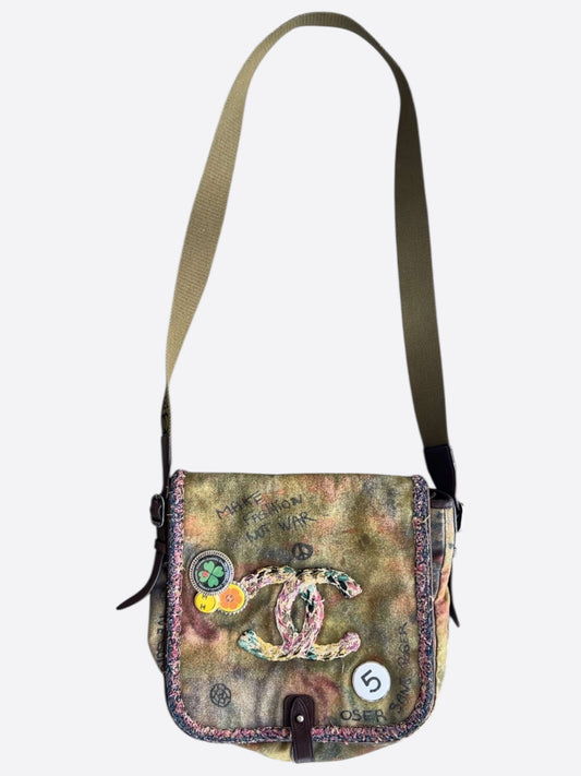 Chanel Khaki Graffiti On The Pavements Messenger Bag