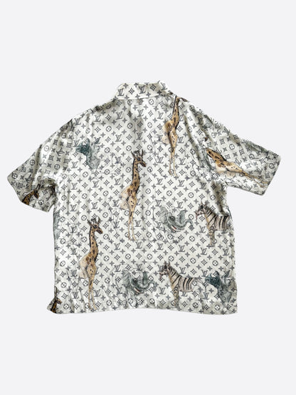 Louis Vuitton Chapman Brothers Cream Monogram Silk Button Up Shirt