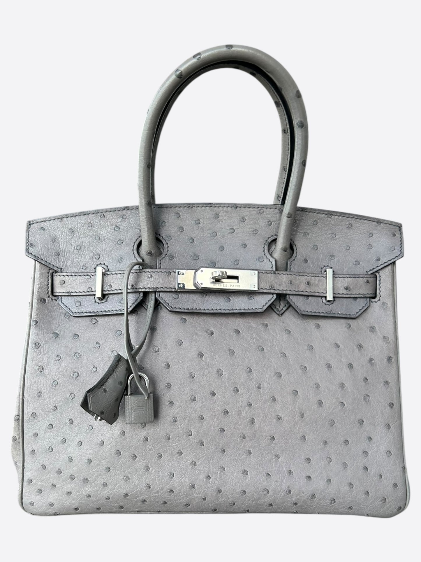Hermes Gris Ostrich Birkin 30
