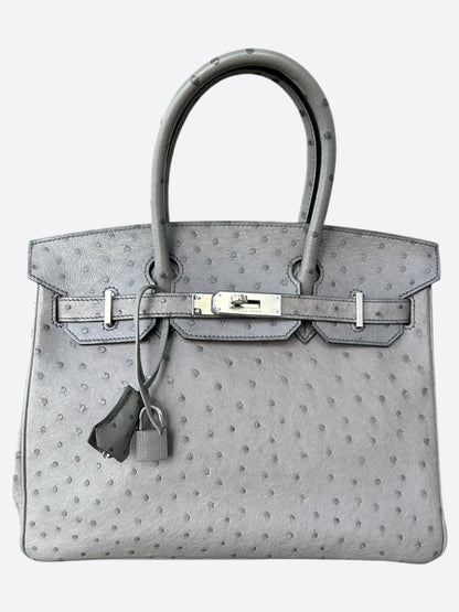 Hermes Gris Ostrich Birkin 30