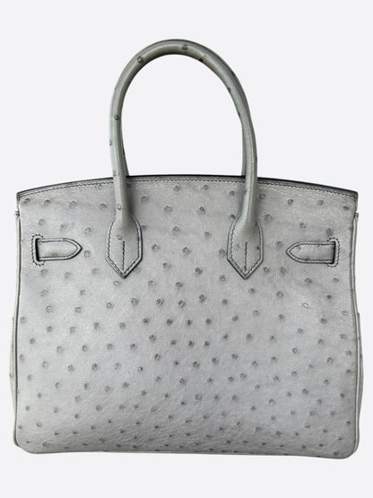 Hermes Gris Ostrich Birkin 30