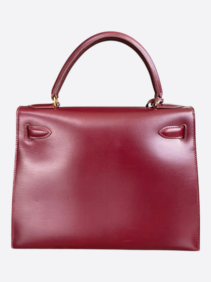Hermes Red Box Leather & Gold Hardware Kelly 28