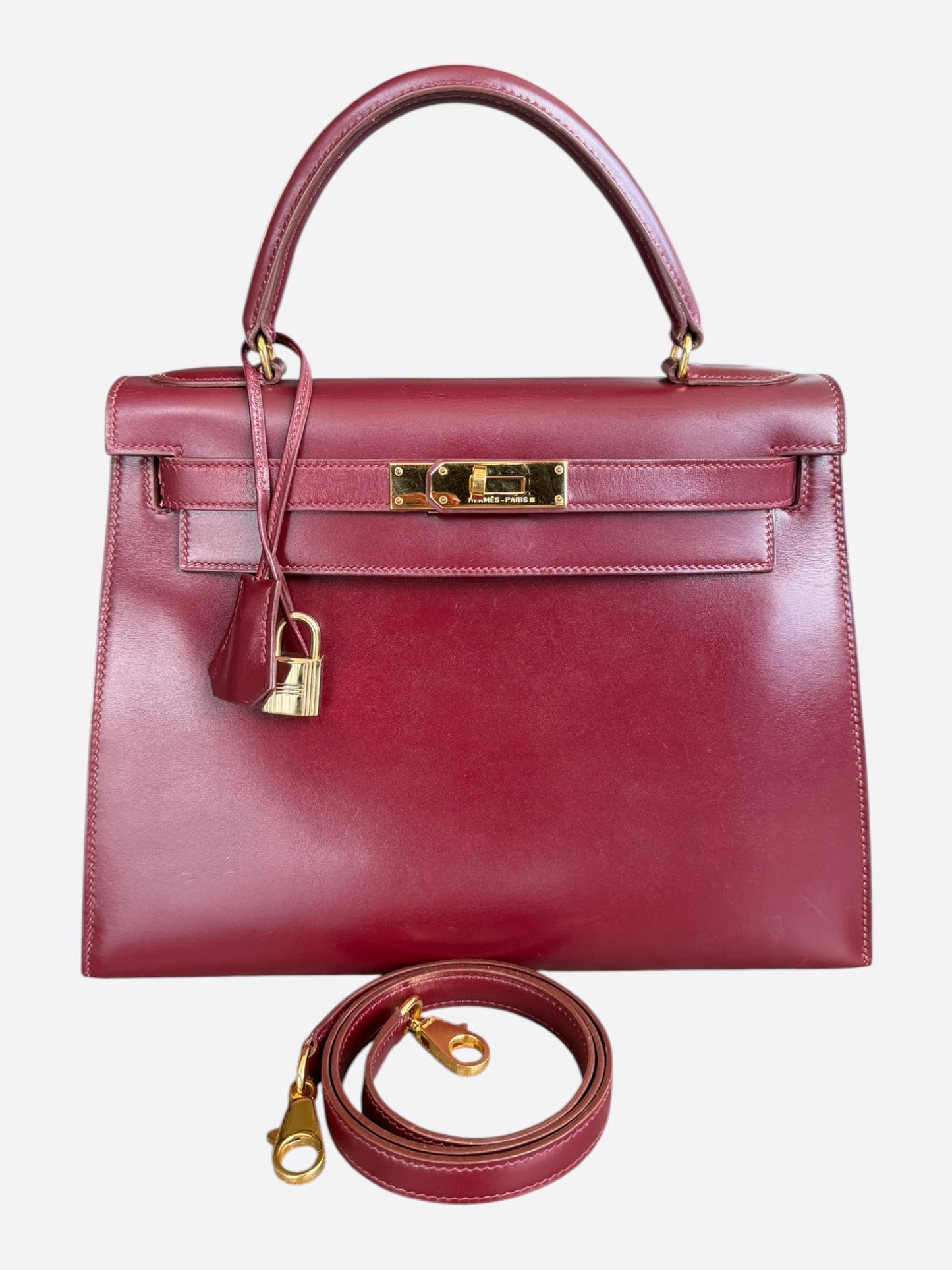 Hermes Red Box Leather & Gold Hardware Kelly 28
