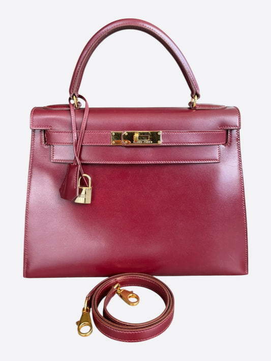 Hermes Red Box Leather & Gold Hardware Kelly 28