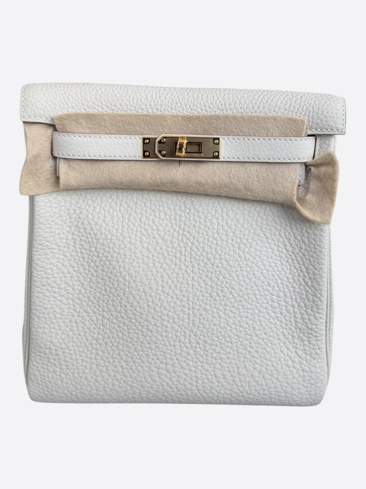 Hermes White Togo & Gold Hardware Kelly Ado Backpack
