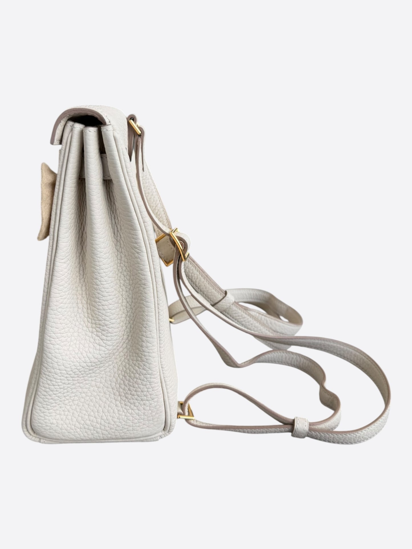 Hermes White Togo & Gold Hardware Kelly Ado Backpack