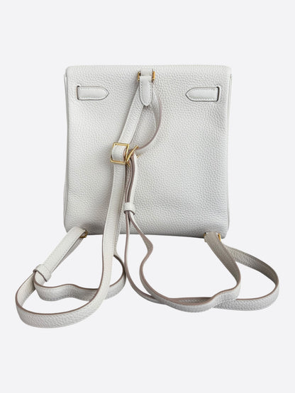 Hermes White Togo & Gold Hardware Kelly Ado Backpack