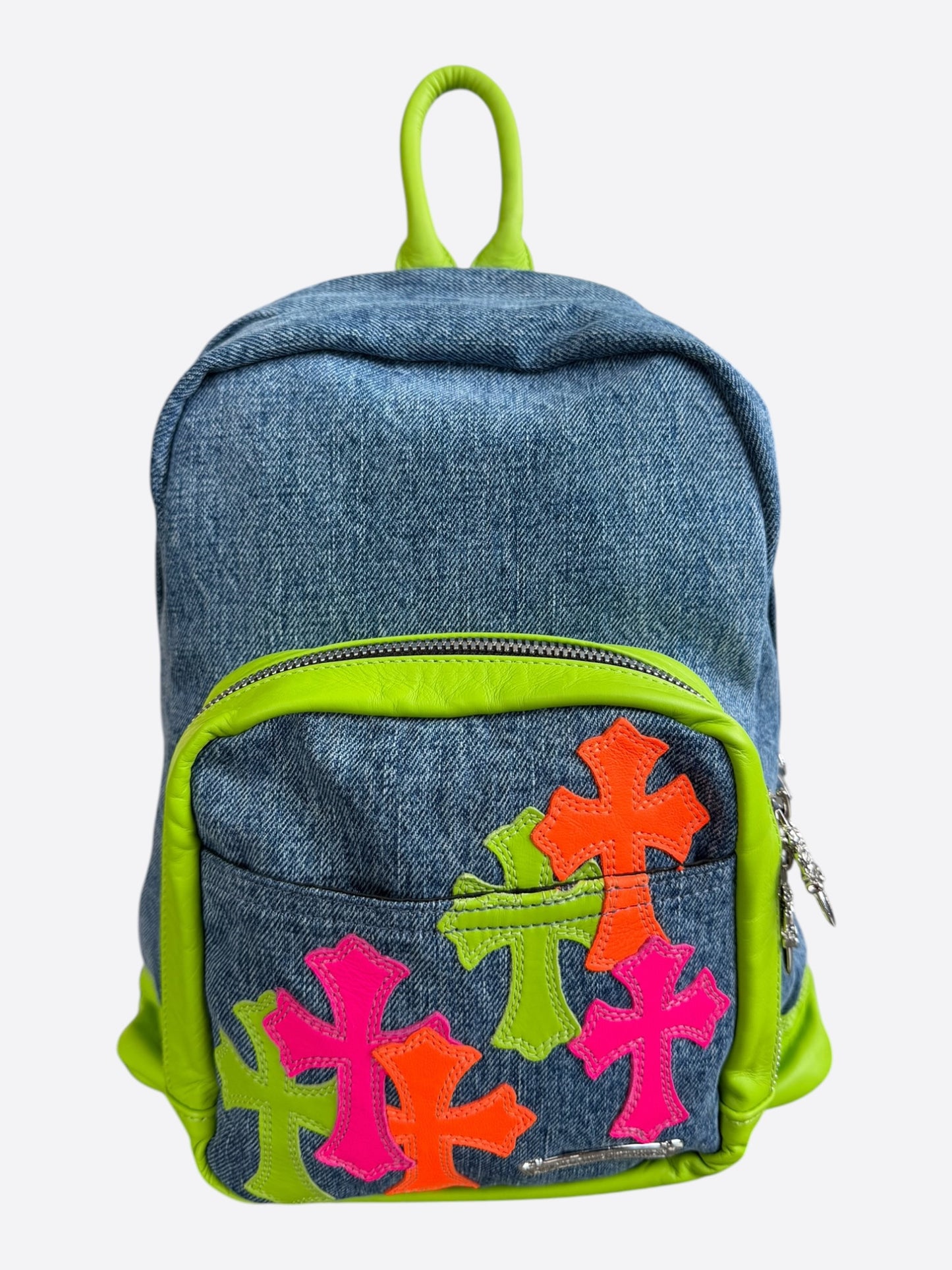 Chrome Hearts Miami Art Basel Blue & Multicolor Cross Patch 7th Grade Backpack