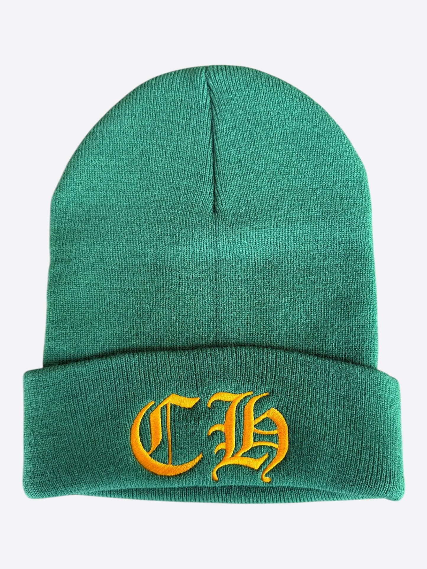 Chrome Hearts Green & Orange CH Logo Embroidered Beanie