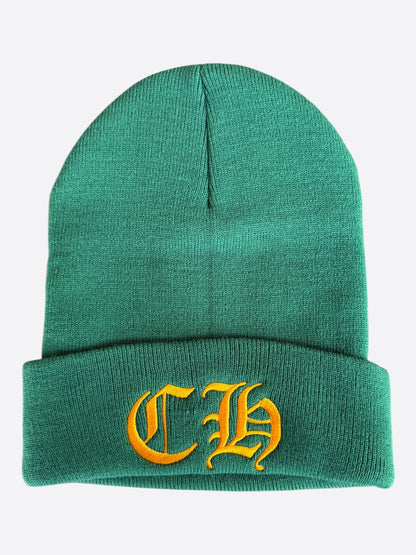 Chrome Hearts Green & Orange CH Logo Embroidered Beanie