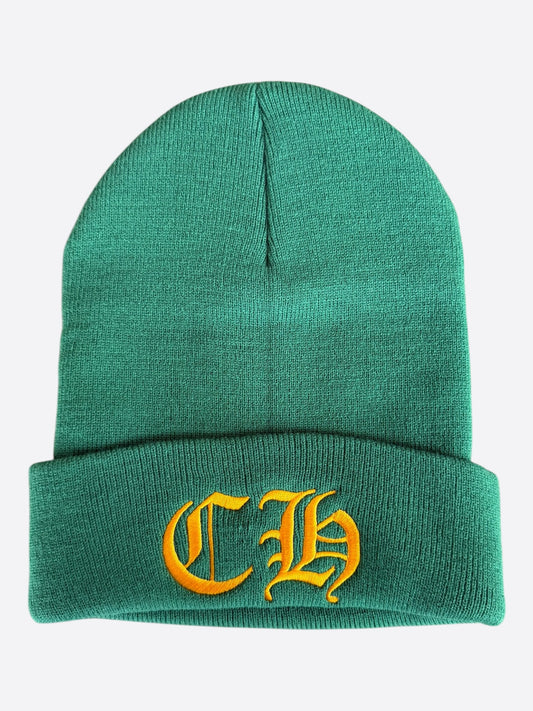Chrome Hearts Green & Orange CH Logo Embroidered Beanie