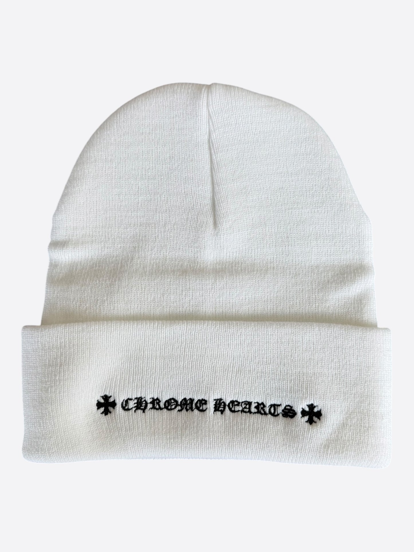 Chrome Hearts White & Black CH Logo Embroidered Beanie