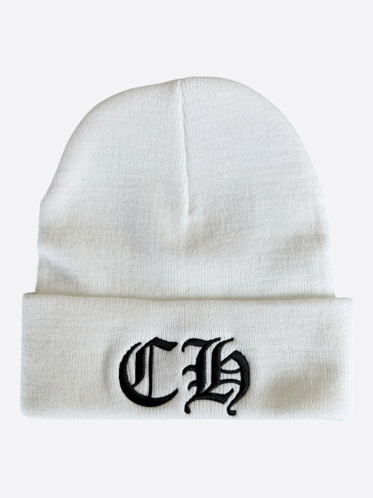 Chrome Hearts White & Black CH Logo Embroidered Beanie