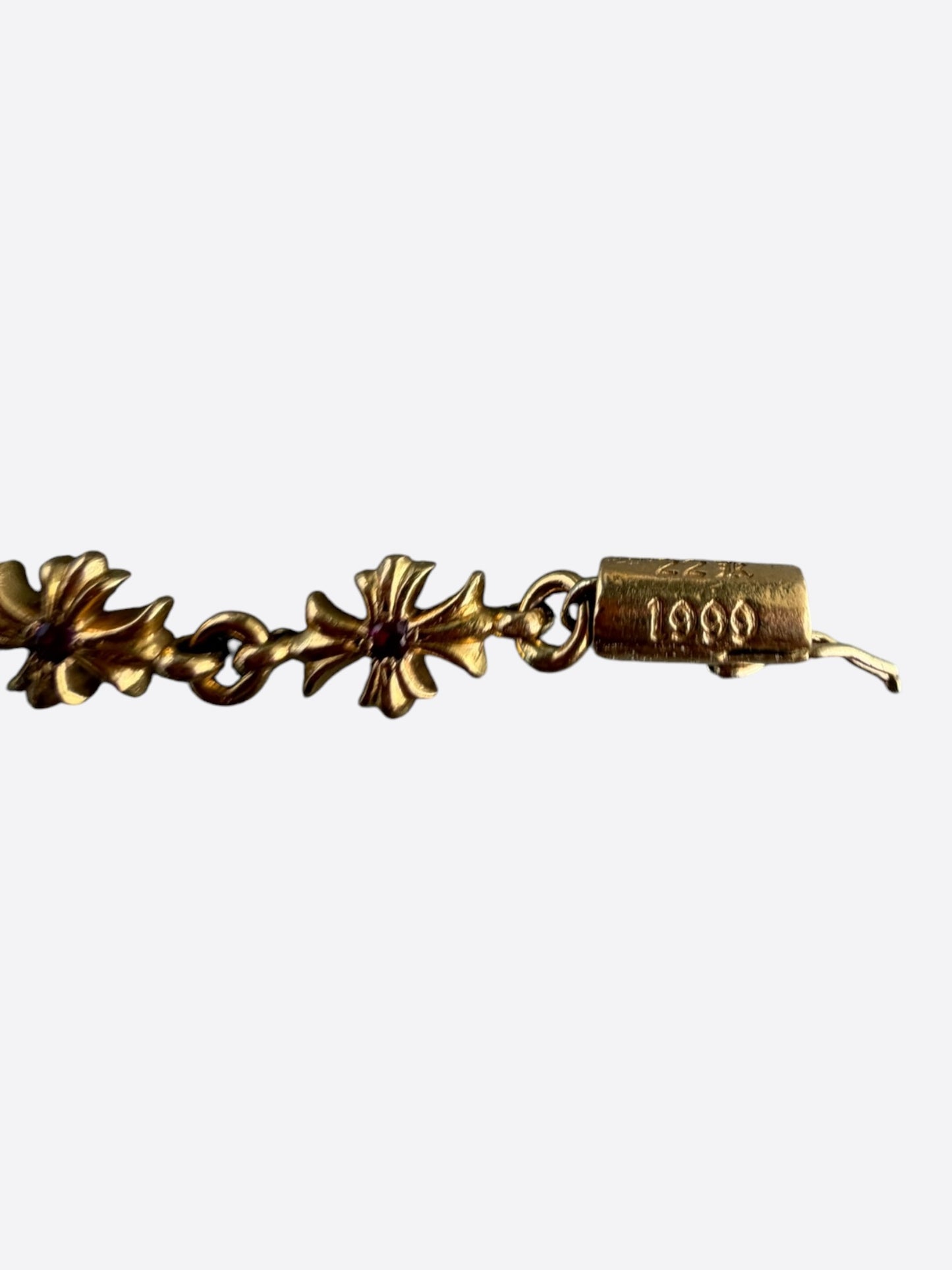 Chrome Hearts 22K Yellow Gold & Pink Rubies Tiny-E Bracelet