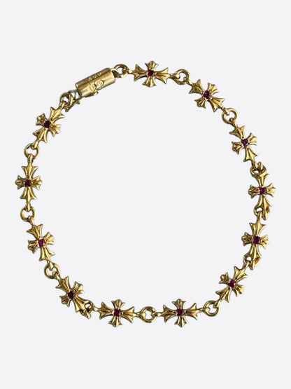 Chrome Hearts 22K Yellow Gold & Pink Rubies Tiny-E Bracelet