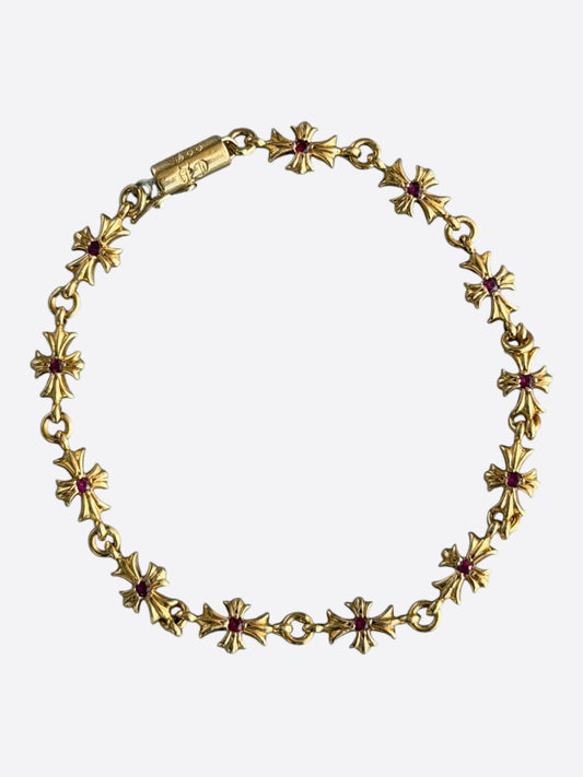 Chrome Hearts 22K Yellow Gold & Pink Rubies Tiny-E Bracelet